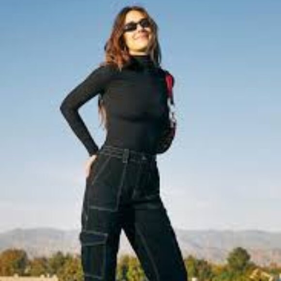 BDG Urban Outfitters Skate Jeans, Black With White Contrast Stitching, Size 24 - Picture 14 of 14